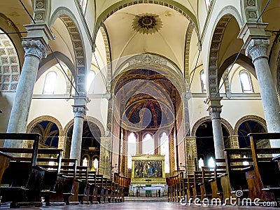 Main nave of Basilica dei Servi. Siena Stock Photo