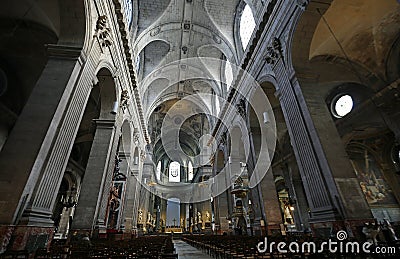 The main nave - Saint-Sulpice Editorial Stock Photo