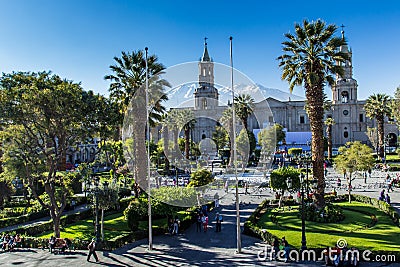Main plaza in Arequipa, Peru. Editorial Stock Photo