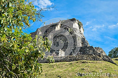 El Castillo pyramid at Xunantunich archaeological site of Mayan civilization in Western Belize Stock Photo