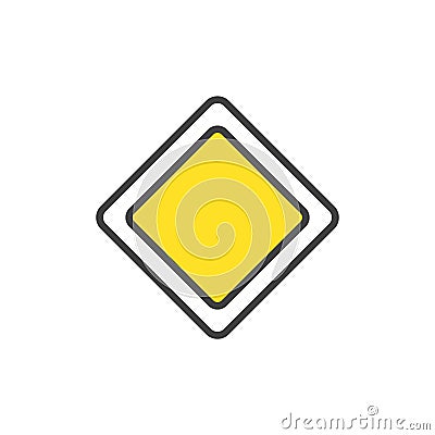 Main road sign flat icon Vector Illustration