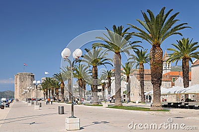 Main seafront promenade in Trogir, Dalmatia, Croatia Editorial Stock Photo