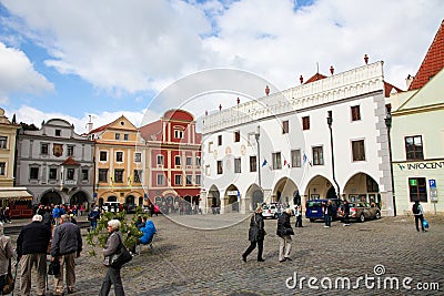 Main square of Cesky Krumlov, Bohemia, Czech Republic Editorial Stock Photo