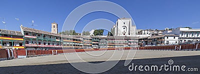 Main square of Chinchon converted into bullring, Spain Editorial Stock Photo