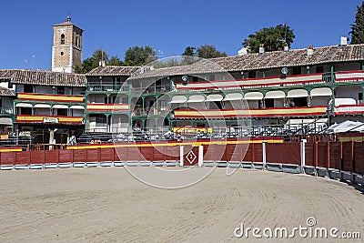 Main square of Chinchon converted into bullring, Spain Editorial Stock Photo