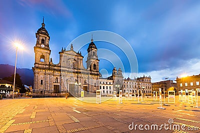 Main square with church, Bolivar square in Bogota, Colombia Stock Photo