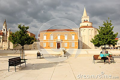 Main square and Church of St. Donat. Zadar. Croatia Editorial Stock Photo