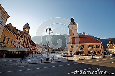 The main square of the medieval city of Brasov,Romania Editorial Stock Photo