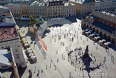 The main square of the Old Town of Krakow, Lesser Poland, Editorial Stock Photo