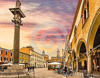 Main square in Ravenna in Italy Stock Photo