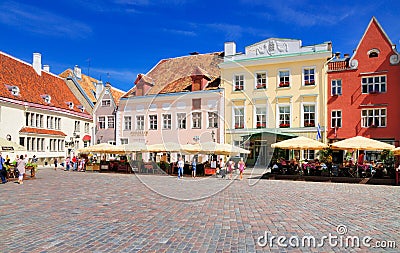 Main Square of Tallinn, Estonia Editorial Stock Photo