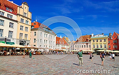 Main Square of Tallinn, Estonia Editorial Stock Photo