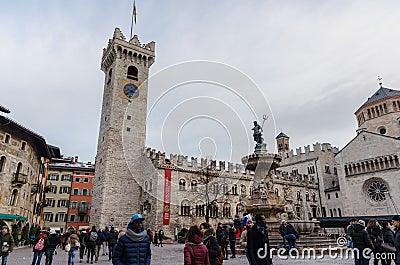Main Square of Trento, Italy Editorial Stock Photo