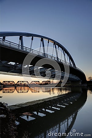 Main Street Bridge at Dusk Stock Photo