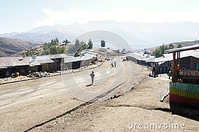 Main street in Chiro Leba village, Simien mountains Editorial Stock Photo