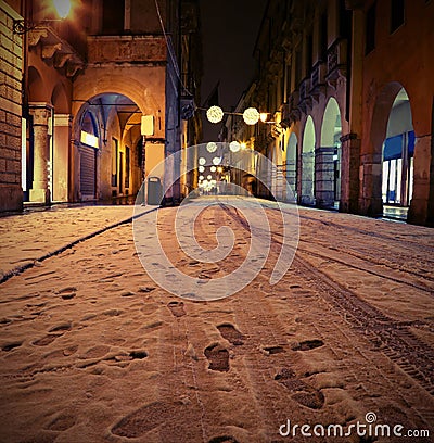Main street in downtown called CORSO PALLADIO of Vicenza City in Stock Photo
