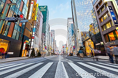 The main street in Ginza - Tokyo Editorial Stock Photo