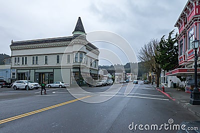Main street going through town of Ferndale, California. Editorial Stock Photo