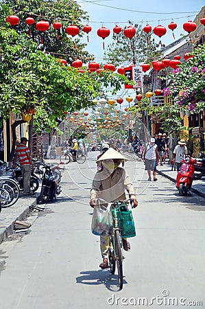 The Main Street of Hoi An, Vietnam. Editorial Stock Photo