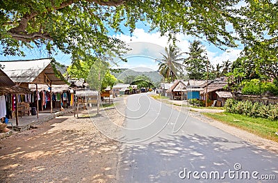 Main street in Kuta village. Lombok Stock Photo