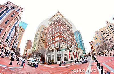 Main Street Scene at Downtown Fort Worth Texas Editorial Stock Photo