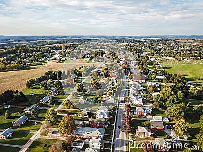 Main Street Shrewsbury, Pennsylvania in Southern York County during Fall Stock Photo