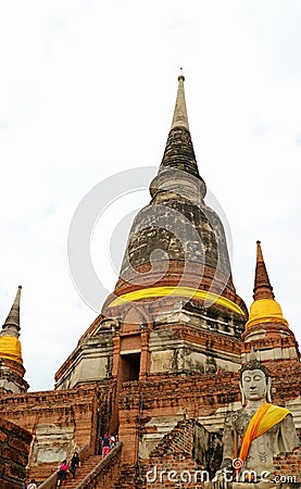 The Main Stupa Chedi of Wat Yai Chai Mongkhon Temple in Ayutthaya, Thailand Stock Photo