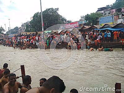 It is the main temple of India Ganges is the river. Editorial Stock Photo