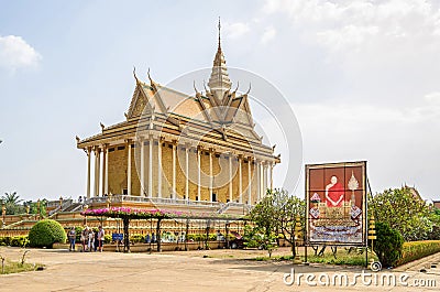 Main temple in the Vipassana Dhura Buddhist Meditation Center in Editorial Stock Photo