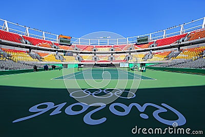 Main tennis venue Maria Esther Bueno Court of the Rio 2016 Olympic Games at the Olympic Tennis Centre Editorial Stock Photo