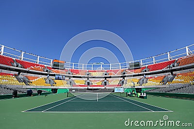 Main tennis venue Maria Esther Bueno Court of the Rio 2016 Olympic Games at the Olympic Tennis Centre Editorial Stock Photo