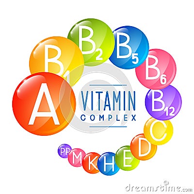 Main vitamin icons round frame Vector Illustration