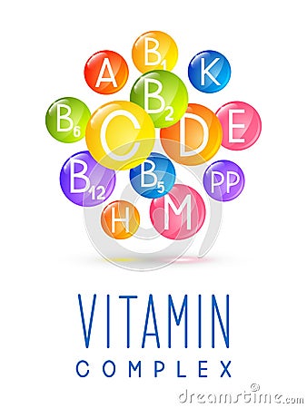 Main vitamin icons on white Vector Illustration