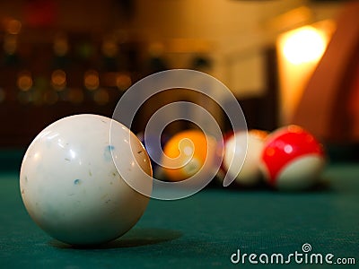 The main white billiard ball on the table Stock Photo