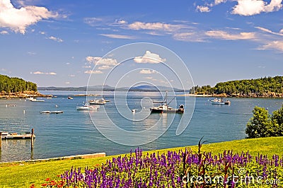 Maine coastal harbor Stock Photo