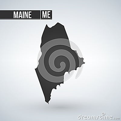 Maine map isolated on transparent background. Black map for your design. Vector illustration, easy to edit. Cartoon Illustration