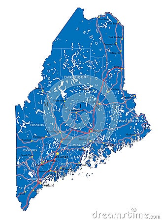 Maine state political map Vector Illustration