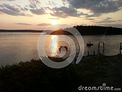 Maine sunset Kennebec River Georgetown Stock Photo