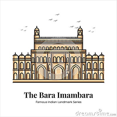 The Bara Imambara Indian Famous Iconic Landmark Cartoon Line Art Illustration Stock Photo