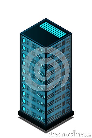 Mainframe, powered server, high technology concept, data center, cloud data storage Vector Illustration