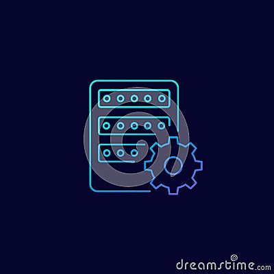 Mainframe, server settings, vector linear icon Vector Illustration