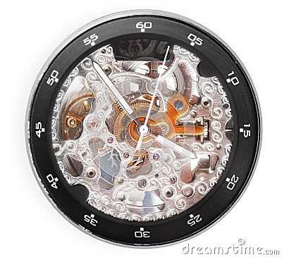 Mainspring in the mechanism of a pocket watch Stock Photo