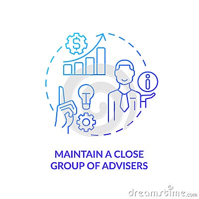 Maintain close group of advisers blue gradient concept icon Vector Illustration