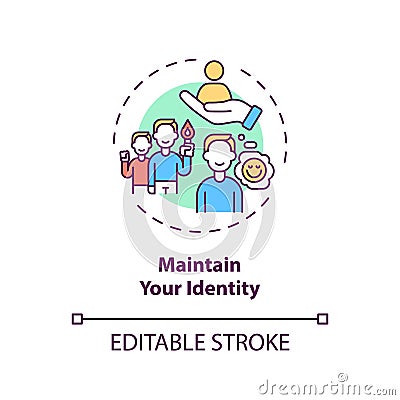 Maintain your identity concept icon Vector Illustration