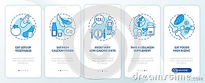 Maintaining healthy joints and bones blue onboarding mobile app screen Vector Illustration
