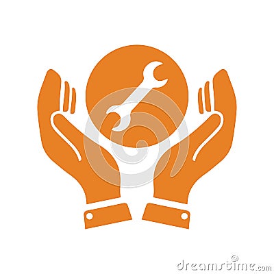 Maintenance care, repair service tools icon. Orange version of vector Vector Illustration