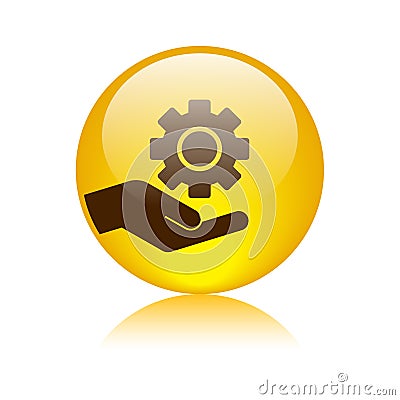 Maintenance hand gear button Cartoon Illustration