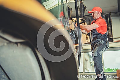 Maintenance Of Heavy Construction Equipment Stock Photo