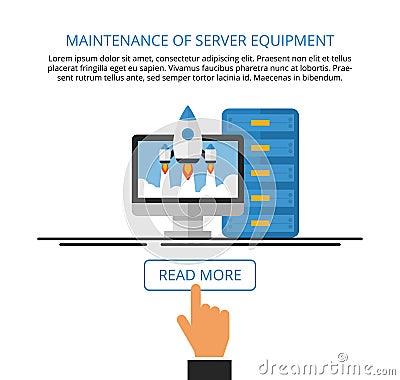 Maintenance of server equipment. Computer services. Landing page Vector Illustration