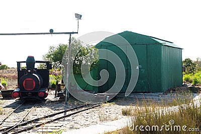 Maintenance station of the small train connecting Santa luzia to Stock Photo